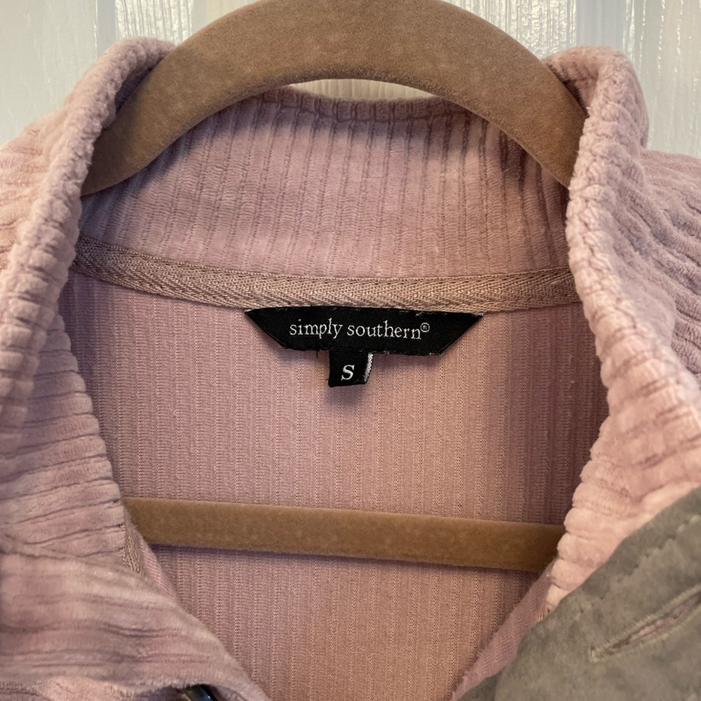 Simply Southern dusty pink Quarter Button Knit light Fleece Pullover size S - Picture 4 of 11